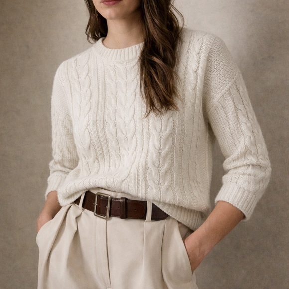Banana Republic Sweaters - Banana Republic Italian Cashmere Blend Cable Knit Sweater Oversized Medium